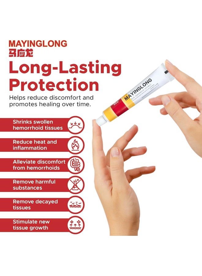 Mayinglong Musk Hemorrhoids Ointment (3 x 20g Tubes), 60g - Maximum Strength Formula for Hemorrhoidal Fast Relief, Soothes Itching, Burning & Discomfort - Fast-Acting Relief (2.12 oz Total) - Image 3